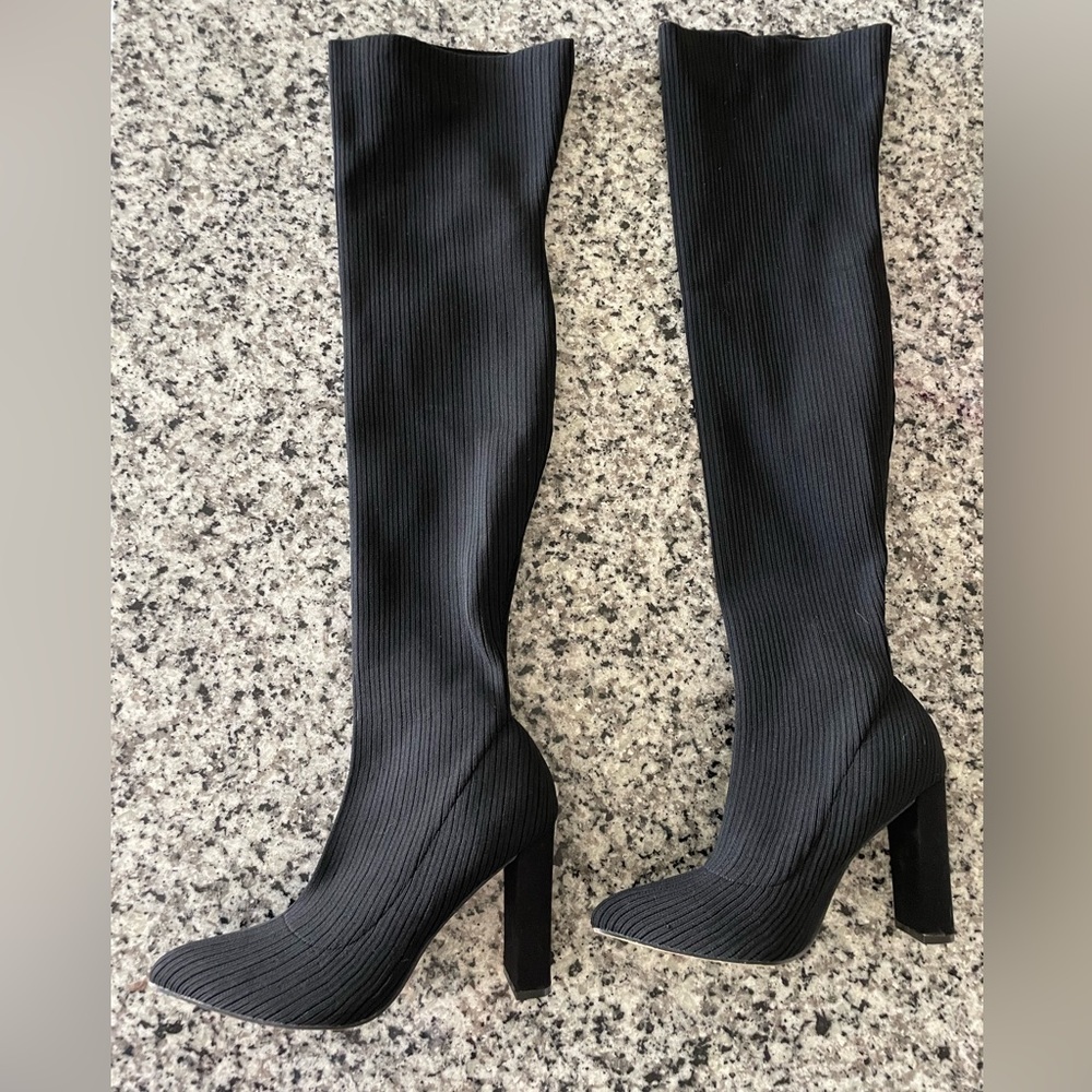 Black knee high boots